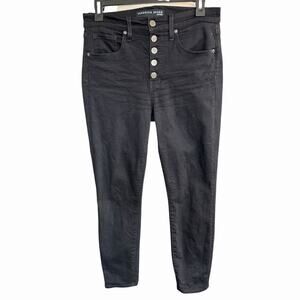 Veronica Beard Womens Debbie Skinny Jean Black Ankle Crop Onyx 28/6 Button Fly
